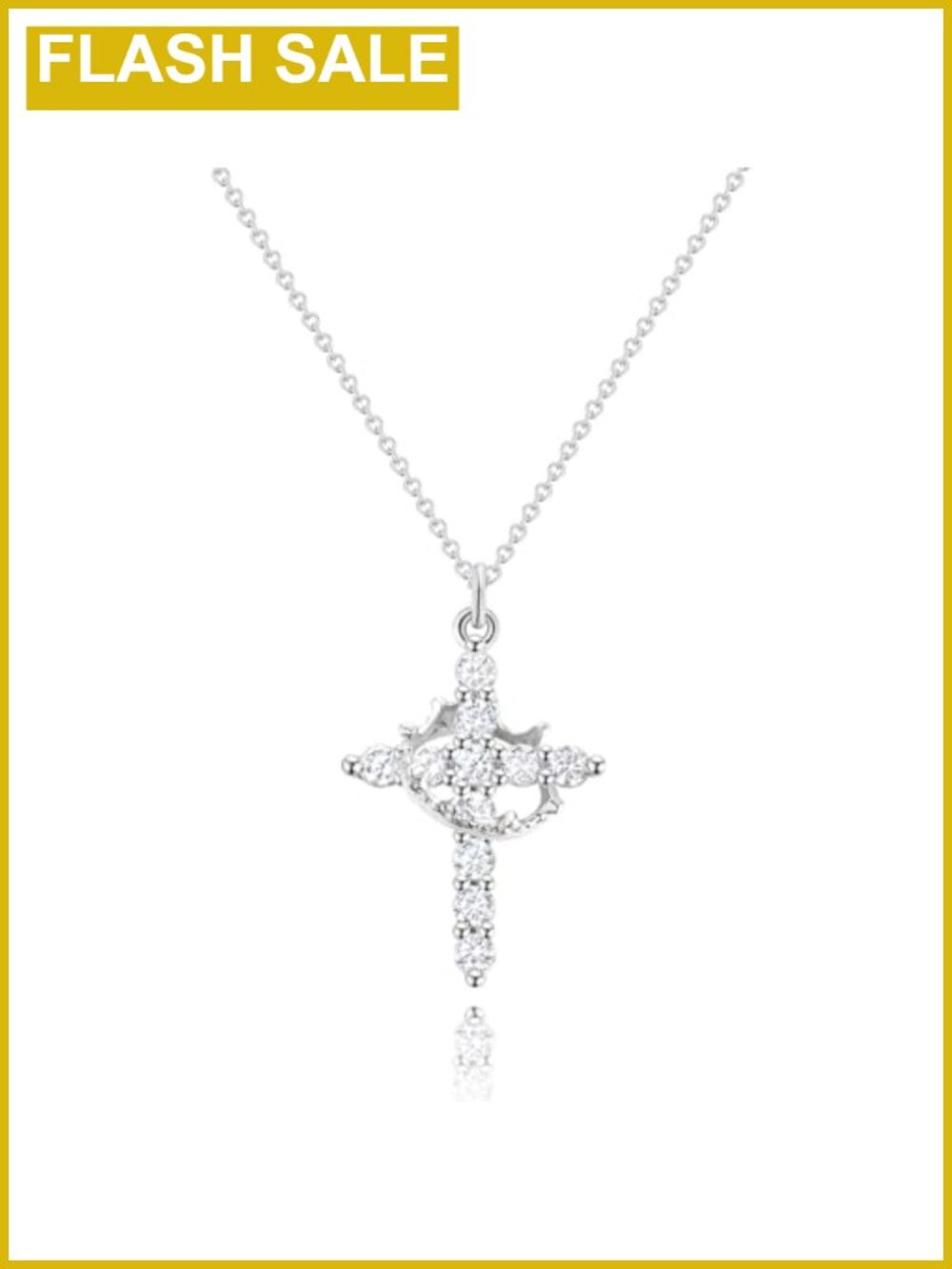 14K Gold Plated Crown Cross Necklace for Women - Hypoallergenic